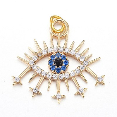 Brass Micro Pave Cubic Zirconia Pendants X-KK-I674-24G-1