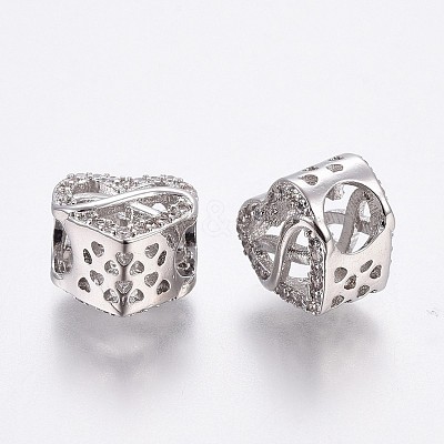 Brass Micro Pave Cubic Zirconia European Beads OPDL-P001-16-1