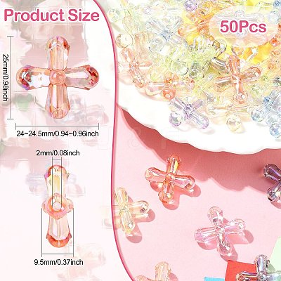 50Pcs UV Plating Transparent Acrylic Beads MACR-CJ0002-21-1