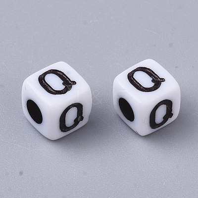 White Opaque Acrylic Beads X-MACR-R869-02Q-1