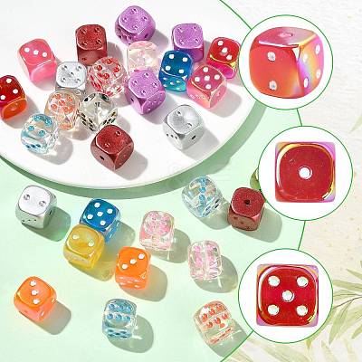 30Pcs 3 Styles UV Plating Transparent Acrylic Beads OACR-FS0002-60-1