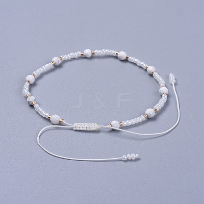 Adjustable Nylon Thread Braided Beaded Bracelets BJEW-JB04376-01-1