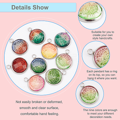 36Pcs 9 Colors Printed Resin Pendants FIND-DC0001-22-1