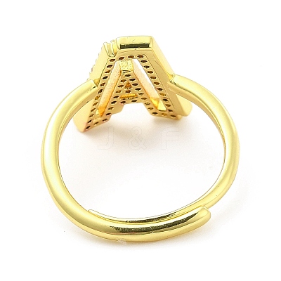 Mixed Color Enamel Initial Letter Adjustable Ring with Clear Cubic Zirconia RJEW-P045-01G-A-1