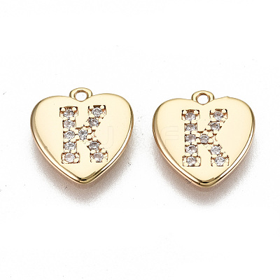 Brass Micro Pave Clear Cubic Zirconia Charms KK-N231-234K-NF-1