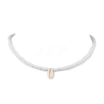 Bohemia Natural Cowrie Shell Pendant Necklaces NJEW-JN04783-02-1