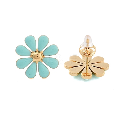 304 Stainless Steel Enamel Stud Earrings EJEW-S226-03G-02-1