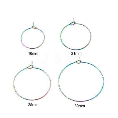 24Pcs 4 Size Ion Plating(IP) 316L Surgical Stainless Steel Hoop Earring Findings STAS-ZZ0001-03M-1