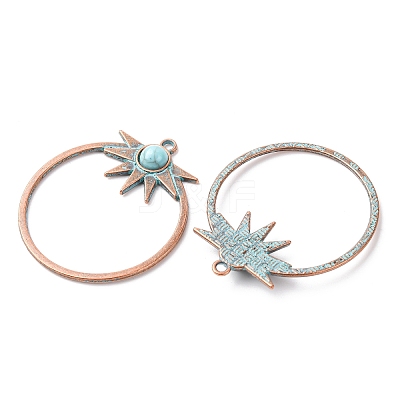 Alloy with Synthetic Turquoise Pendants FIND-B055-01J-1