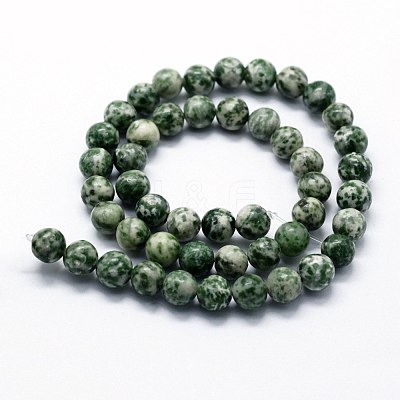 Natural Green Spot Jasper Beads Strands G-I199-30-8mm-1