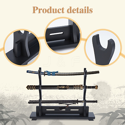3-Tier Wooden Sword Katana Holder Stands ODIS-WH0081-11A-1