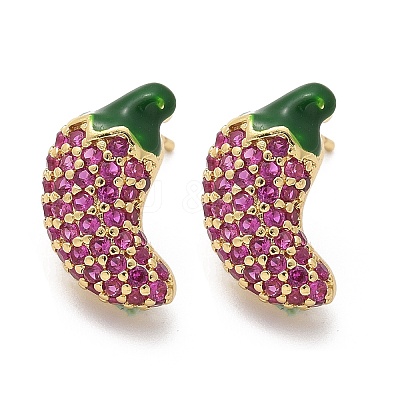 Brass Micro Pave Cubic Zirconia Stud Earrings EJEW-Q015-13G-02-1