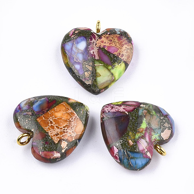Synthetic Gold Line Regalite/Imperial Jasper/Sea Sediment Jasper Pendants G-T111-03A-1