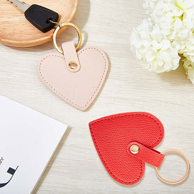 2Pcs 2 Colors PU Leather Keychain KEYC-CL0001-56-1