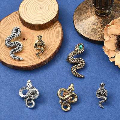 6Pcs 6 Styles Snake Zinc Alloy Lapel Pin Backs for Backpack Clothes JEWB-CJ0001-64-1