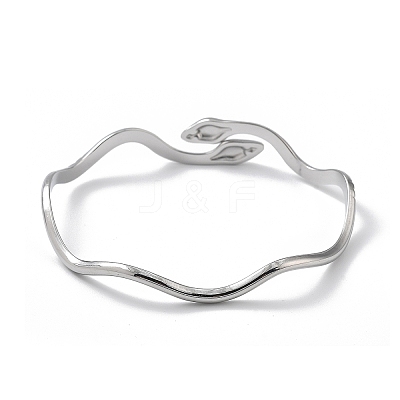 304 Stainless Steel Cuff Bangles for Women BJEW-Z078-09P-1