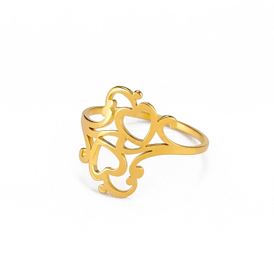 Hollow Out Heart 304 Stainless Steel Finger Rings FS-WGC4FA2-06-1