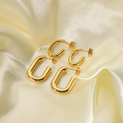 Oval 304 Stainless Steel Stud Earrings RS0280-1