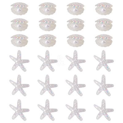26Pcs 2 Styles UV Plating Ocaen Theme Transparent Resin Cabochons CRES-TA0001-54-1