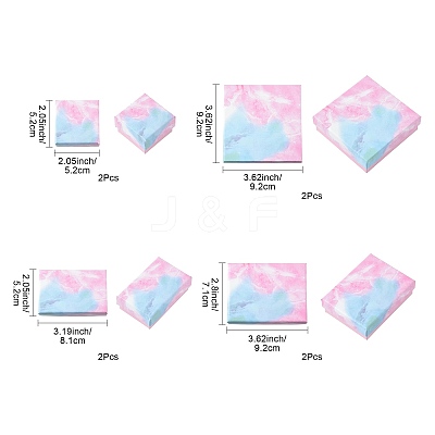 8Pcs 4 Styles Cardboard Paper Ring Boxes CBOX-FS0001-05-1