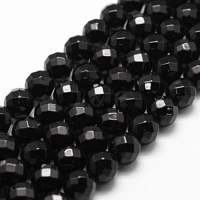 Natural Dyed & Heated Black Onyx Beads Strands G-D840-23-6mm-1