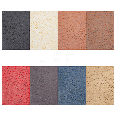 8 Sheets 8 Colors Ostrich PVC Imitation Leather Fabric DIY-BC0012-08-1