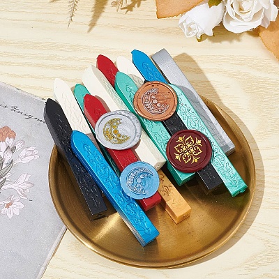Brass Wax Seal Stamp with Wood Handle AJEW-WH0412-0288-1