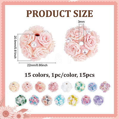15Pcs 15 Colors Opaque Resin Beads RESI-PH0002-67-1