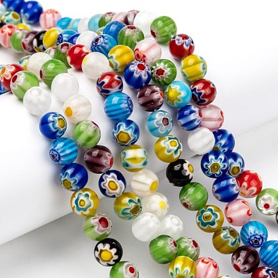 Handmade Millefiori Glass Lampwork Beads Strands X-LK14-1