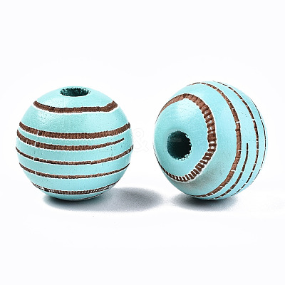 Painted Natural Wood Beads WOOD-T021-54B-06-1
