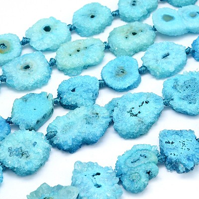 Dyed Natural Druzy Geode Agate Nugget Bead Strands G-M218-02B-1