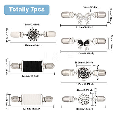 7Pcs 7 Styles Alloy Cardigan Clips JEWB-CA0001-70-1