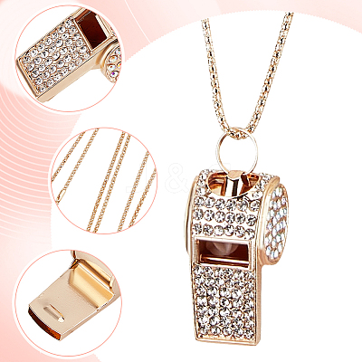 1Pc Iron Rhinestone Whistle Pendant Popcorn Chain Necklaces for Women NJEW-DR0001-03C-1