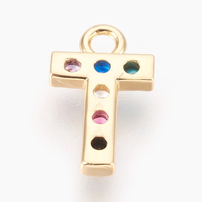 Brass Micro Pave Cubic Zirconia Charms ZIRC-F089-01G-T-1