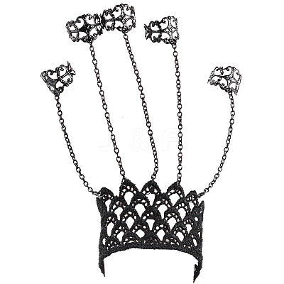 2Pcs Halloween Gothic Finger Ring Bracelets for Women BJEW-CN0001-15-1