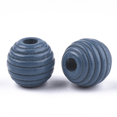 Painted Natural Wood Beehive Beads WOOD-S049-04A-03-1