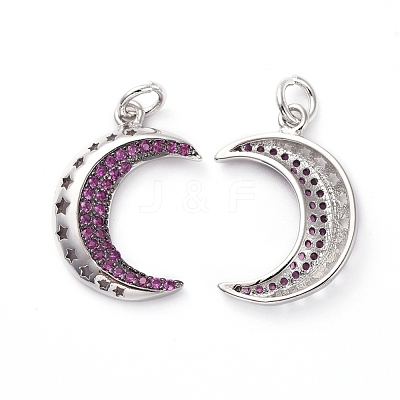 Brass Micro Pave Medium Violet Red Cubic Zirconia Pendants KK-I658-32B-P-1