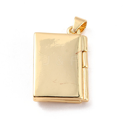 Rack Plating Brass Micro Pave Clear Cubic Zirconia Locket Pendants ZIRC-C035-10G-1