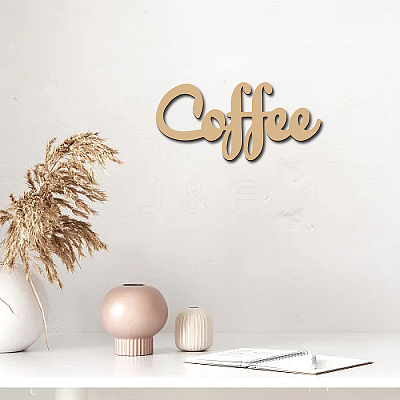 Word Coffee Laser Cut Unfinished Basswood Wall Decoration WOOD-WH0113-100-1