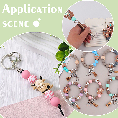 16Pcs 8 Styles Elk & Yak Food Grade Eco-Friendly Silicone Focal Beads SIL-ME0001-04-1