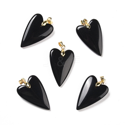 Natural Obsidian Pendants G-E570-01G-10-1