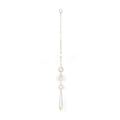 AB Color Plated Crystal Cone Big Pendant Decorations HJEW-JM00833-1