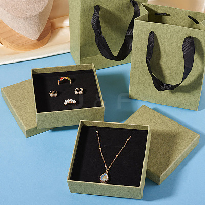 2Pcs Square Paper Jewelry Display Cases CON-TA0001-39F-01-1