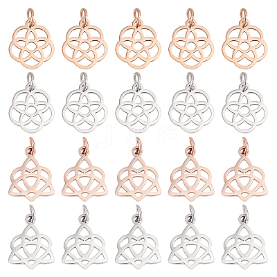24Pcs 2 Style 304 Stainless Steel Pendants STAS-DC0006-77-1
