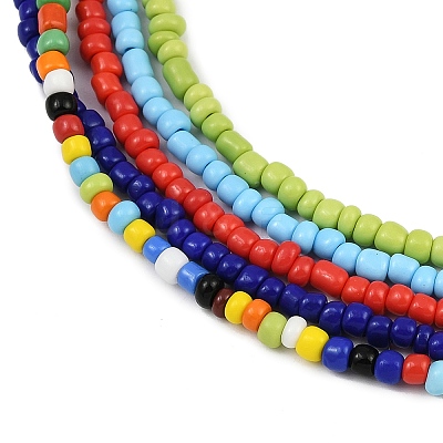Bohemian Glass Seed Beaded Multi-strand Necklaces for Women NJEW-JN05354-03-1