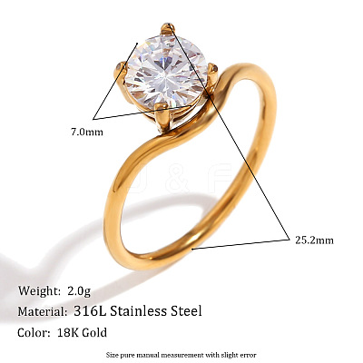 304 Stainless Steel with Clear Cubic Zirconia Finger Rings FS-WGBB24B-06-1