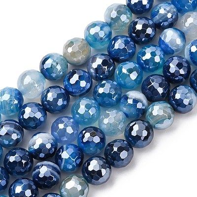 Natural Banded Agate Beads Strands G-B191-A02-8mm-1