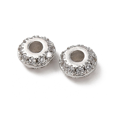 Brass Micro Pave Clear Cubic Zirconia Beads KK-C253-11P-1