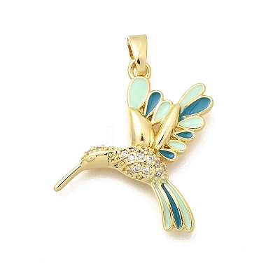 Brass Clear Cubic Zirconia Pendants KK-B187-01G-02C-1
