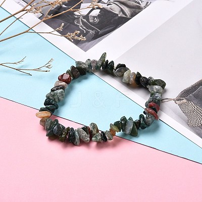 Natural Mixed Stone Chip Beaded Stretch Bracelets for Girl Women BJEW-JB06647-1